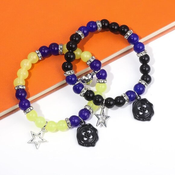 Couple Friendship Bracelets Glass Bead Elastic Cord Gift Accessories - Picture 4 of 7